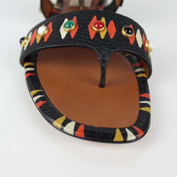 NEW VALENTINO Runway Tribal Stud Sandals | Boho Flat Sandals for Summer - Picture 12 of 16